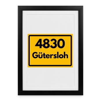 ALTE POSTLEITZAHL PLZ RETRO 4830 GÜTZERSLOH - Gerahmtes Poster (27 × 37 cm) - Schwarz - Vorne
