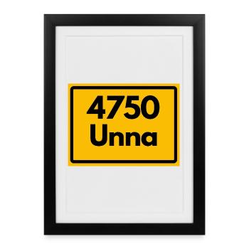OLD POSTCODE POSTCODE RETRO 4750 UNNA - Framed poster (27 × 37 cm) - black - Front
