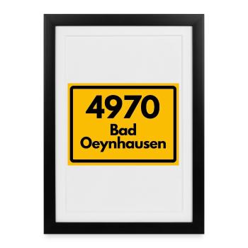 ALTE POSTLEITZAHL PLZ RETRO 4970 BAD OYENHAUSEN - Gerahmtes Poster (27 × 37 cm) - Schwarz - Vorne