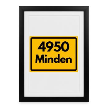 ALTE POSTLEITZAHL PLZ RETRO 4950 MINDEN - Gerahmtes Poster (27 × 37 cm) - Schwarz - Vorne
