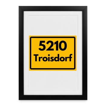 ALTE POSTLEITZAHL PLZ RETRO 5210 TROISDORF - Gerahmtes Poster (27 × 37 cm) - Schwarz - Vorne