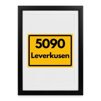 ANCIEN CODE POSTAL RETRO 5090 LEVERKUSEN - Affiche encadrée (27 × 37 cm) - noir - Devant