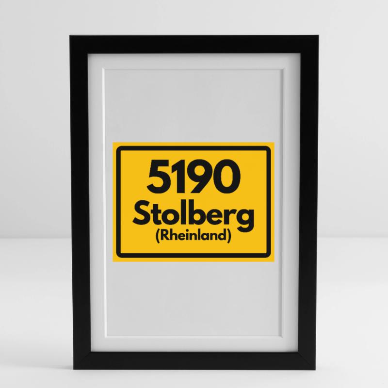 OLD POSTCODE ZIP CODE 5190 STOLBERG (RHINELAND) Framed poster (27 × 37 cm)