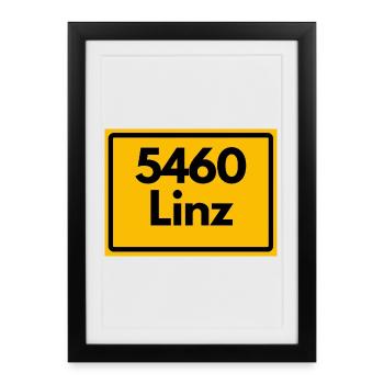 ALTE POSTLEITZAHL PLZ RETRO 5460 LINZ AM RHEIN - Gerahmtes Poster (27 × 37 cm) - Schwarz - Vorne