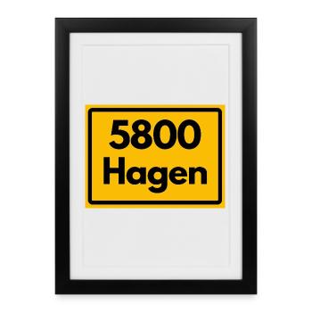 OLD POSTCODE POSTCODE RETRO 5800 HAGEN - Framed poster (27 × 37 cm) - black - Front