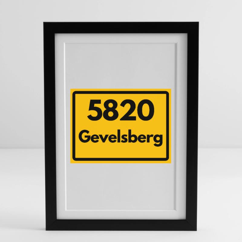 OLD POSTCODE POSTCODE RETRO 5820 GEVELSBERG Framed poster (27 × 37 cm)