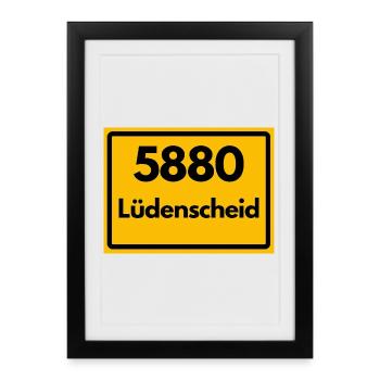 ALTE POSTLEITZAHL PLZ RETRO 5880 LÜDENSCHEID - Gerahmtes Poster (27 × 37 cm) - Schwarz - Vorne