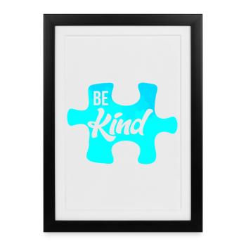 Be Kind Puzzle Motif - Affiche encadrée (27 × 37 cm) - noir - Devant