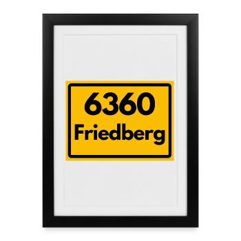 OLD POSTCODE ZIP CODE RETRO 6360 FRIEDBERG HEIMAT - Framed poster (27 × 37 cm) - black - Front
