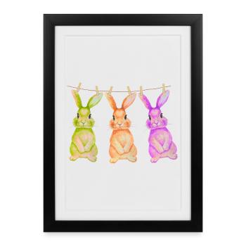 T-shirt Bunny Cadeau de Choix de Pâques Style Clothesline mignon - Affiche encadrée (27 × 37 cm) - noir - Devant