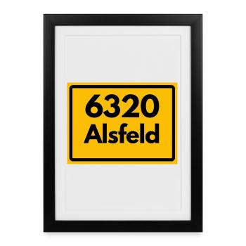 ANCIEN CODE POSTAL RETRO 6320 ALSFELD – RATHAUS - Affiche encadrée (27 × 37 cm) - noir - Devant