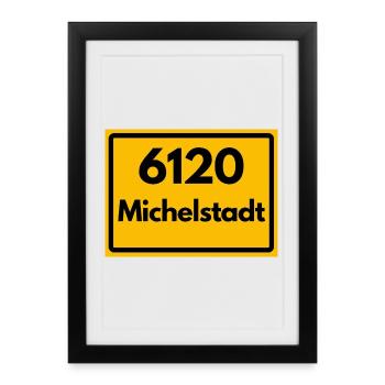 ANCIEN CODE POSTAL RETRO 6120 MICHELSTADT HEIMA - Affiche encadrée (27 × 37 cm) - noir - Devant