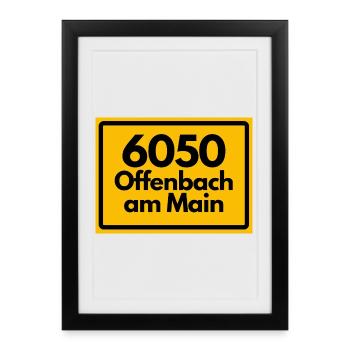 ALTE POSTLEITZAHL PLZ 6050 OFFENBACH AM MAIN HEIMA - Gerahmtes Poster (27 × 37 cm) - Schwarz - Vorne