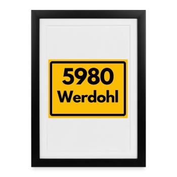 ANCIEN CODE POSTAL RÉTRO 5980 WERDOHL HEIMAT - Affiche encadrée (27 × 37 cm) - noir - Devant