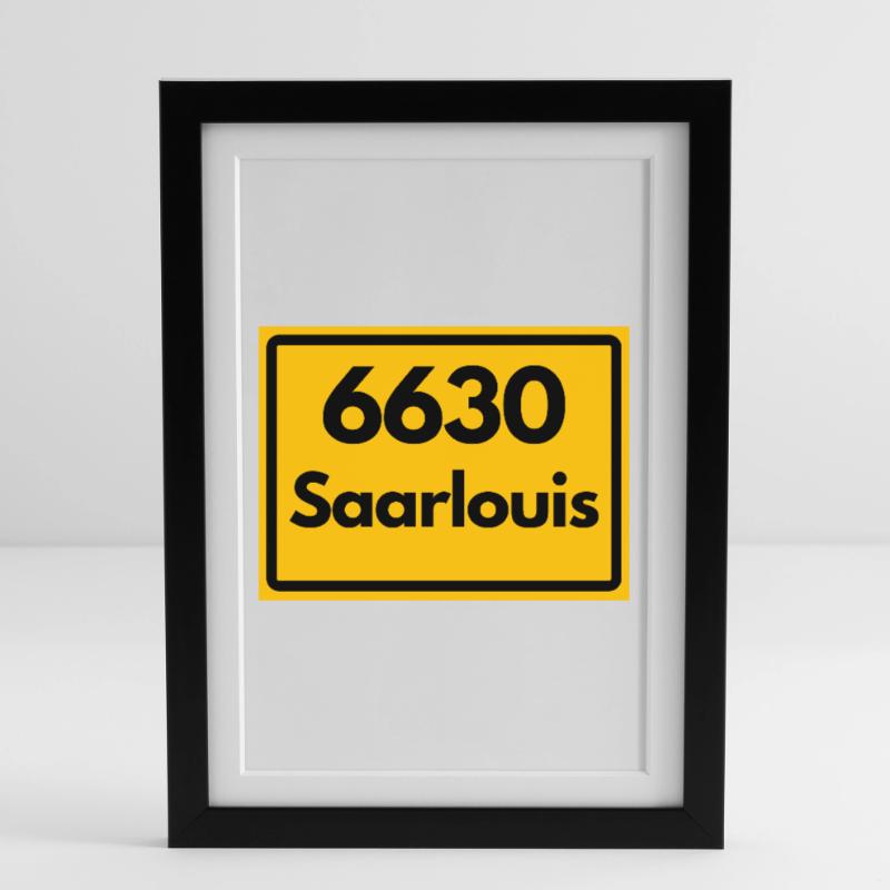 OLD POSTCODE POSTCODE RETRO 6630 SAARLOUIS HEIMAT Framed poster (27 × 37 cm)