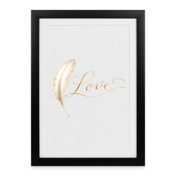 Love Lettering with Feather Elegant Design - Framed poster (27 × 37 cm) - black - Front