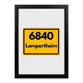 ANCIEN CODE POSTAL RETRO 6840 LAMPERTHEIM - Affiche encadrée (27 × 37 cm) - noir - Devant