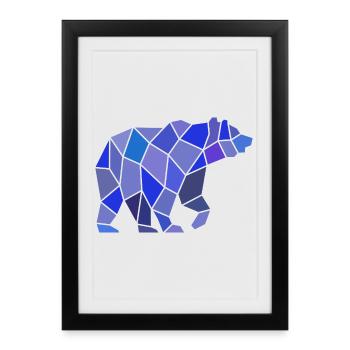 Ours géométrique dans la mosaïque - Affiche encadrée (27 × 37 cm) - noir - Devant
