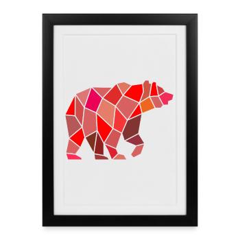 Ours géométrique dans la mosaïque - Affiche encadrée (27 × 37 cm) - noir - Devant