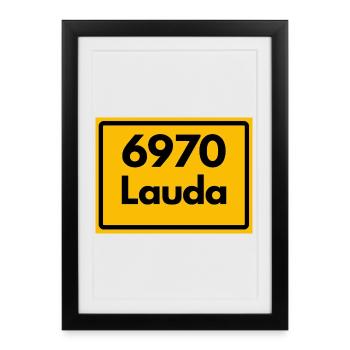 OLD POSTCODE ZIP CODE RETRO 6970 LAUDA HEIMATSTOLZ - Framed poster (27 × 37 cm) - black - Front