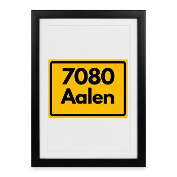 OLD POSTCODE ZIP CODE RETRO 7080 AALEN HEIMATSTOLZ - Framed poster (27 × 37 cm) - black - Front