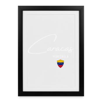 Caracas, Venezuela, design élégant Caracas - Affiche encadrée (27 × 37 cm) - noir - Devant