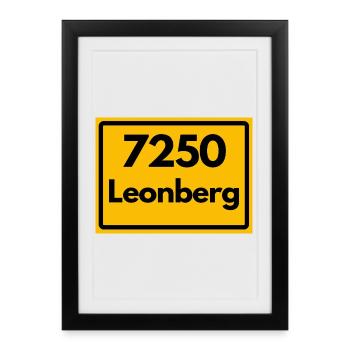 OLD POSTCODE ZIP CODE RETRO 7250 LEONBERG HEIMAT - Framed poster (27 × 37 cm) - black - Front