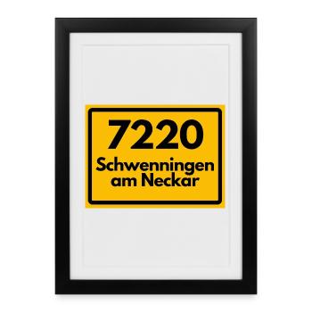 ALTE POSTLEITZAHL PLZ 7220 SCHWENNINGEN AM NECKAR  - Gerahmtes Poster (27 × 37 cm) - Schwarz - Vorne