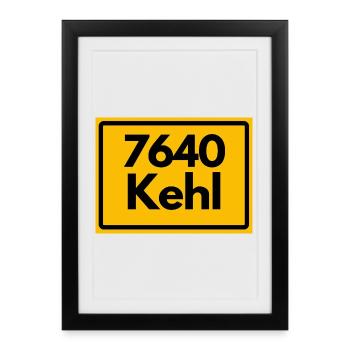 ANCIEN CODE POSTAL RETRO 7640 KEHL HEIMATSTOLZ - Affiche encadrée (27 × 37 cm) - noir - Devant