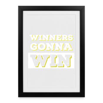 Les gagnants vont gagner la catégorie Typographie en gras - Affiche encadrée (27 × 37 cm) - noir - Devant