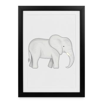 Dessin de l’éléphant blanc - Affiche encadrée (27 × 37 cm) - noir - Devant