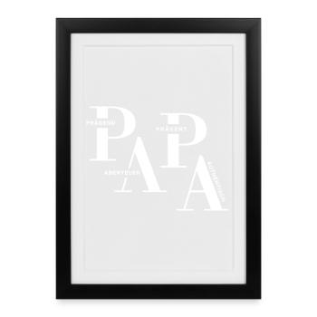 Gestaffeltes PAPA Design in Weiß für dunkle Mode - Gerahmtes Poster (27 × 37 cm) - Schwarz - Vorne