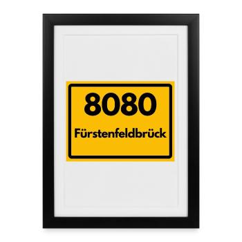 ALTE POSTLEITZAHL PLZ RETRO 8080 FÜRSTENFELDBRUCK  - Gerahmtes Poster (27 × 37 cm) - Schwarz - Vorne