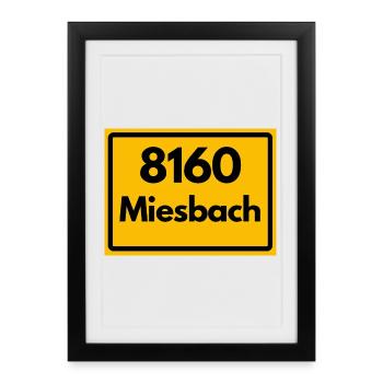 ANCIEN CODE POSTAL RETRO 8160 MIESBACH HEIMATSTOLZ - Affiche encadrée (27 × 37 cm) - noir - Devant