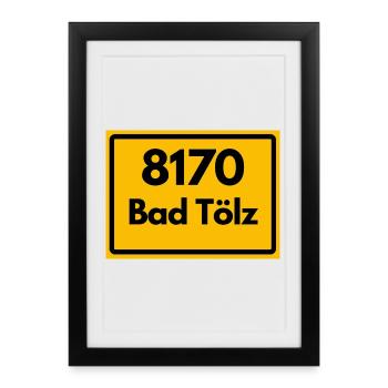 ALTE POSTLEITZAHL RETRO 8170 BAD TÖLZ HEIMATSTOLZ  - Gerahmtes Poster (27 × 37 cm) - Schwarz - Vorne