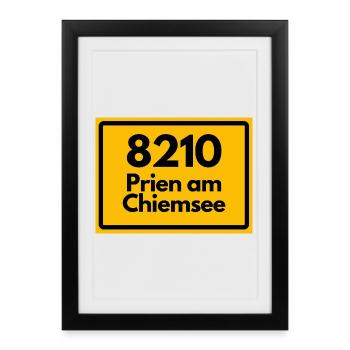 ALTE POSTLEITZAHL RETRO 8210 PRIEN AM CHIEM SEE - Gerahmtes Poster (27 × 37 cm) - Schwarz - Vorne