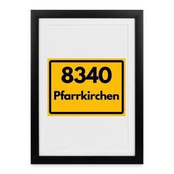 ALTE POSTLEITZAHL PLZ RETRO 8340 PFARRKIRCHEN - Gerahmtes Poster (27 × 37 cm) - Schwarz - Vorne