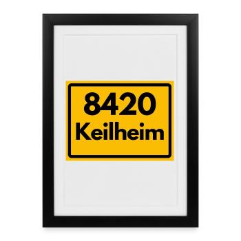 ALTE POSTLEITZAHL PLZ RETRO 8420 KELHEIM HEIMAT - Gerahmtes Poster (27 × 37 cm) - Schwarz - Vorne
