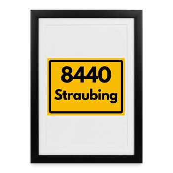ALTE POSTLEITZAHL PLZ RETRO 8440 STRAUBING HEIMAT - Gerahmtes Poster (27 × 37 cm) - Schwarz - Vorne