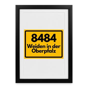 ALTE POSTLEITZAHL PLZ 8484 WEIDEN IN DER OBERPFALZ - Gerahmtes Poster (27 × 37 cm) - Schwarz - Vorne