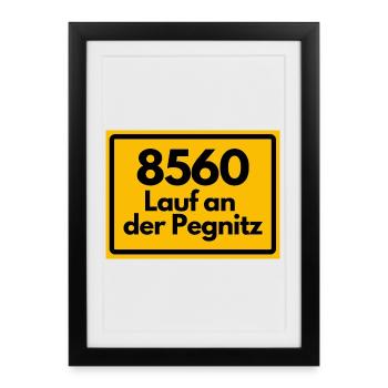ALTE POSTLEITZAHL PLZ 8560 LAUF AN DER PEGNITZ - Gerahmtes Poster (27 × 37 cm) - Schwarz - Vorne