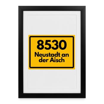 ALTE POSTLEITZAHL PLZ 8530 NEUSTADT AN DER AISCH - Gerahmtes Poster (27 × 37 cm) - Schwarz - Vorne