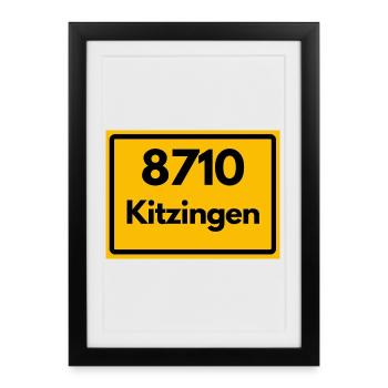OLD POSTCODE ZIP CODE 8710 KITZINGEN HEIMATSTOLZ - Framed poster (27 × 37 cm) - black - Front