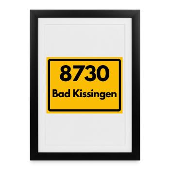 ALTE POSTLEITZAHL PLZ 8730 BAD KISSINGEN HEIMAT - Gerahmtes Poster (27 × 37 cm) - Schwarz - Vorne