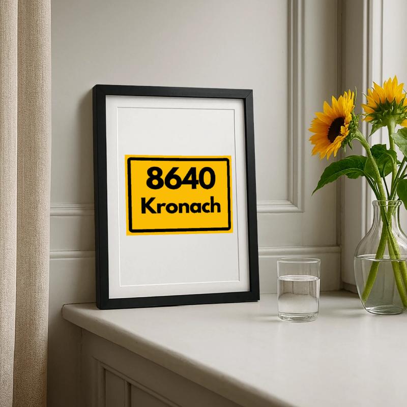 OLD POSTCODE ZIP CODE 8640 KRONACH HEIMATSTOLZ Framed poster (27 × 37 cm)