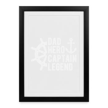 Dad Captain Legend Boating Sailor Boat - Framed poster (27 × 37 cm) - black - Front