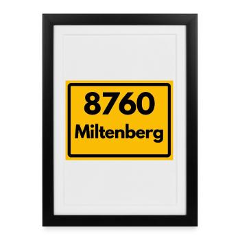 OLD POSTCODE ZIP CODE RETRO 8760 MILTENBERG HEIMAT - Framed poster (27 × 37 cm) - black - Front