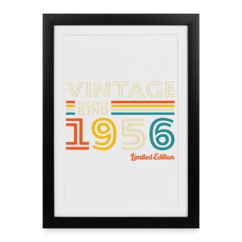 1956 Vintage Rétro Cadeau D'anniversaire - Affiche encadrée (27 × 37 cm) - noir - Devant