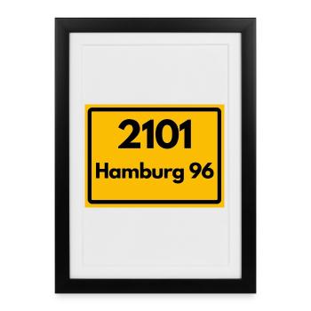 OLD POSTCODE POSTCODE RETRO 2101 HAMBURG 96 HEIMAT - Framed poster (27 × 37 cm) - black - Front
