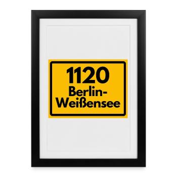 ALTE POSTLEITZAHL PLZ RETRO 1120 BERLIN WEISSENSEE - Gerahmtes Poster (27 × 37 cm) - Schwarz - Vorne